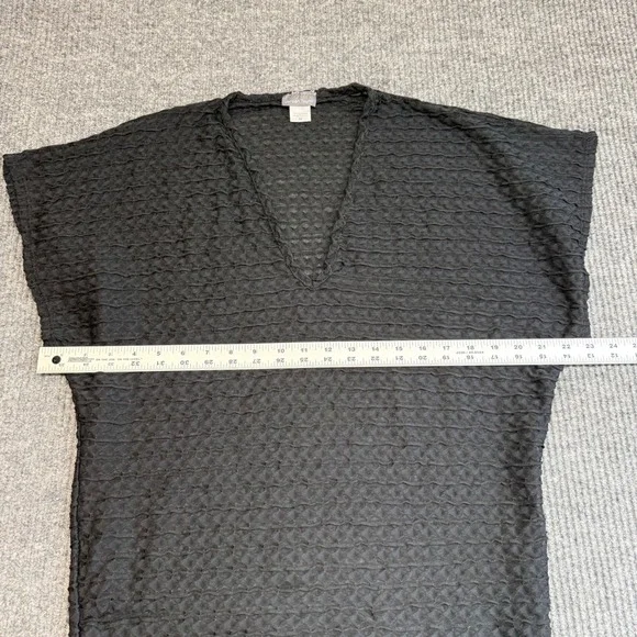 Jordan Taylor Black Textured Cover Up V Neck Shirt Beach Women's Medium - Picture 5 of 8